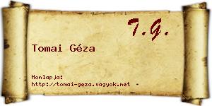 Tomai Géza névjegykártya